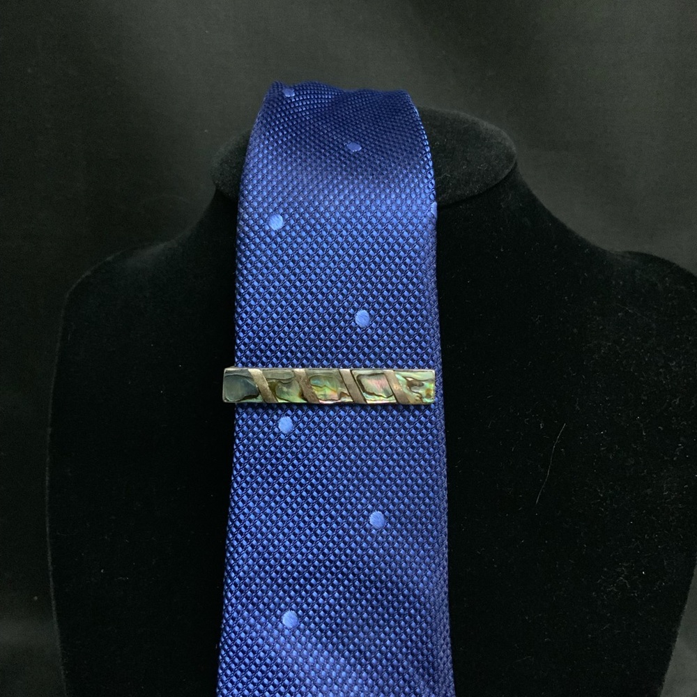 Vintage 1950’s Mexico Abalone Silver Tie Bar